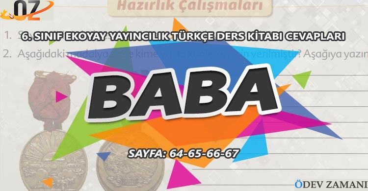 6. Sınıf Türkçe Ders Kitabı Sayfa 64-65-66-67 Cevapları Ekoyay Yayınları