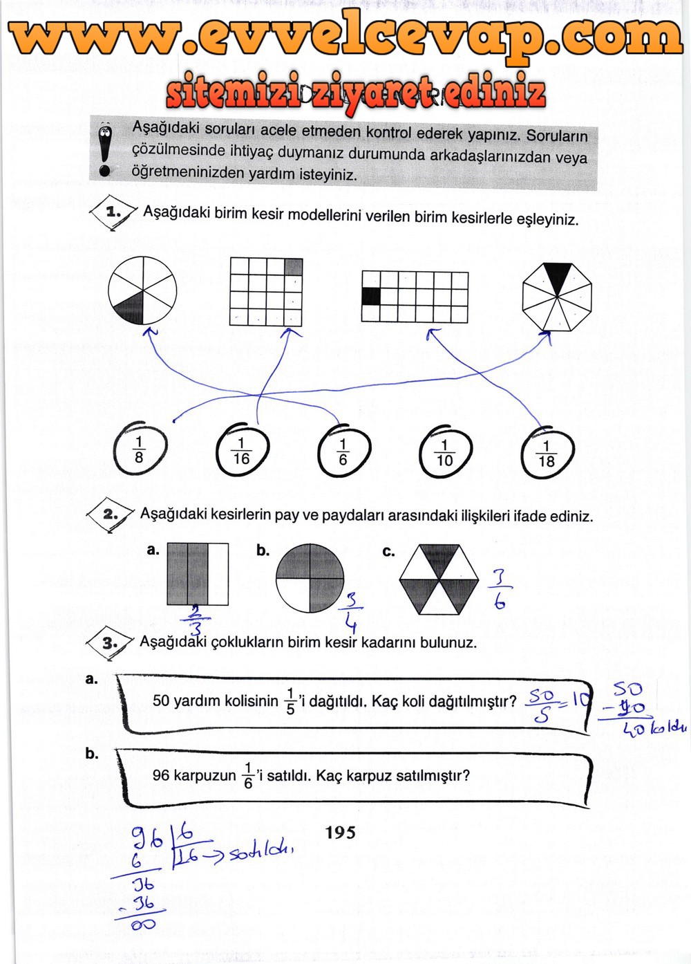 3. Sınıf Ada Yayıncılık Matematik Ders Kitabı Sayfa 195 Cevabı