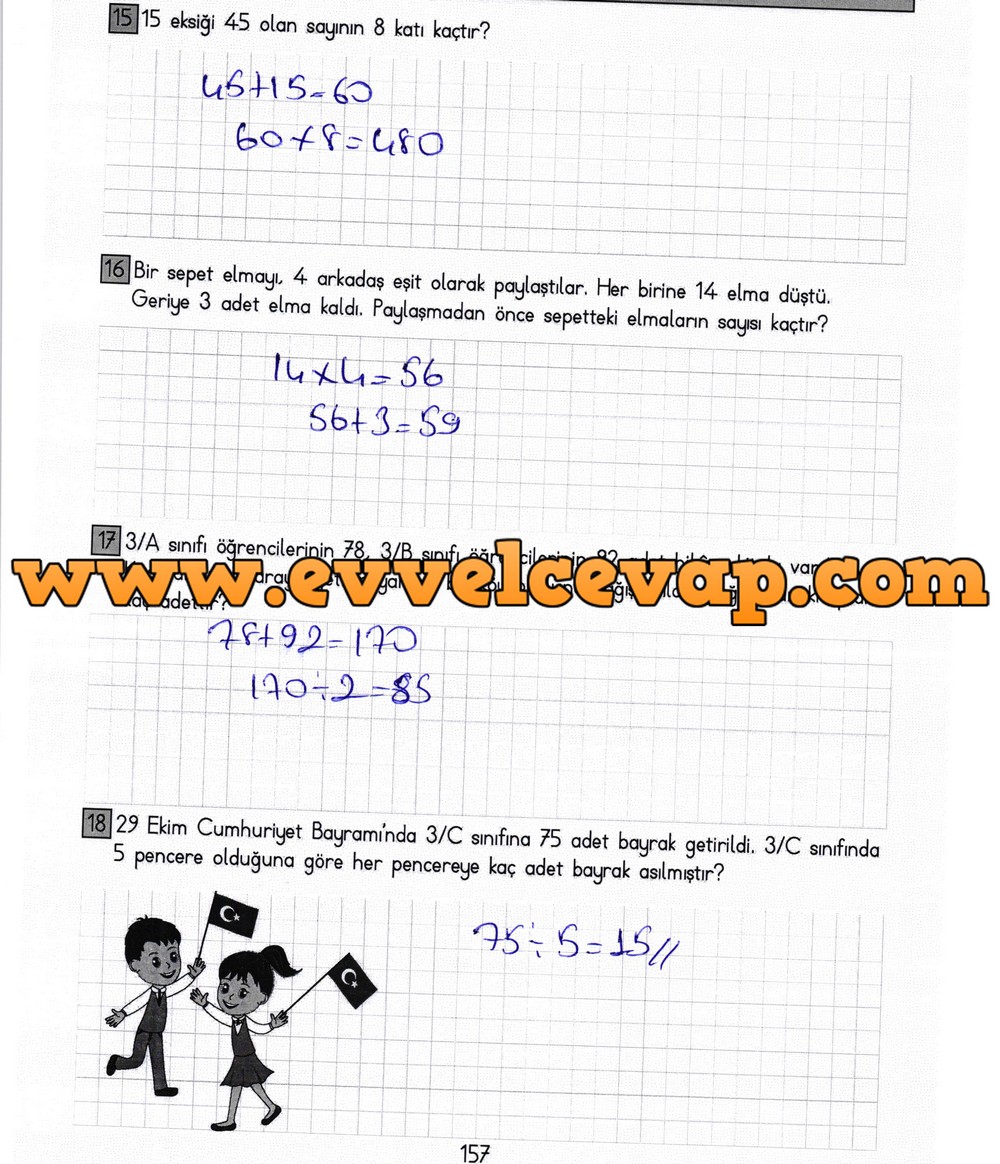 3. Sınıf Meb Yayınları Matematik Ders Kitabı Sayfa 157 Cevapları