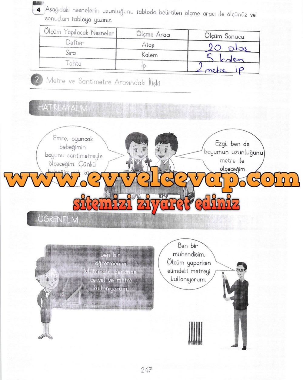 3. Sınıf Meb Yayınları Matematik Ders Kitabı Sayfa 247 Cevapları