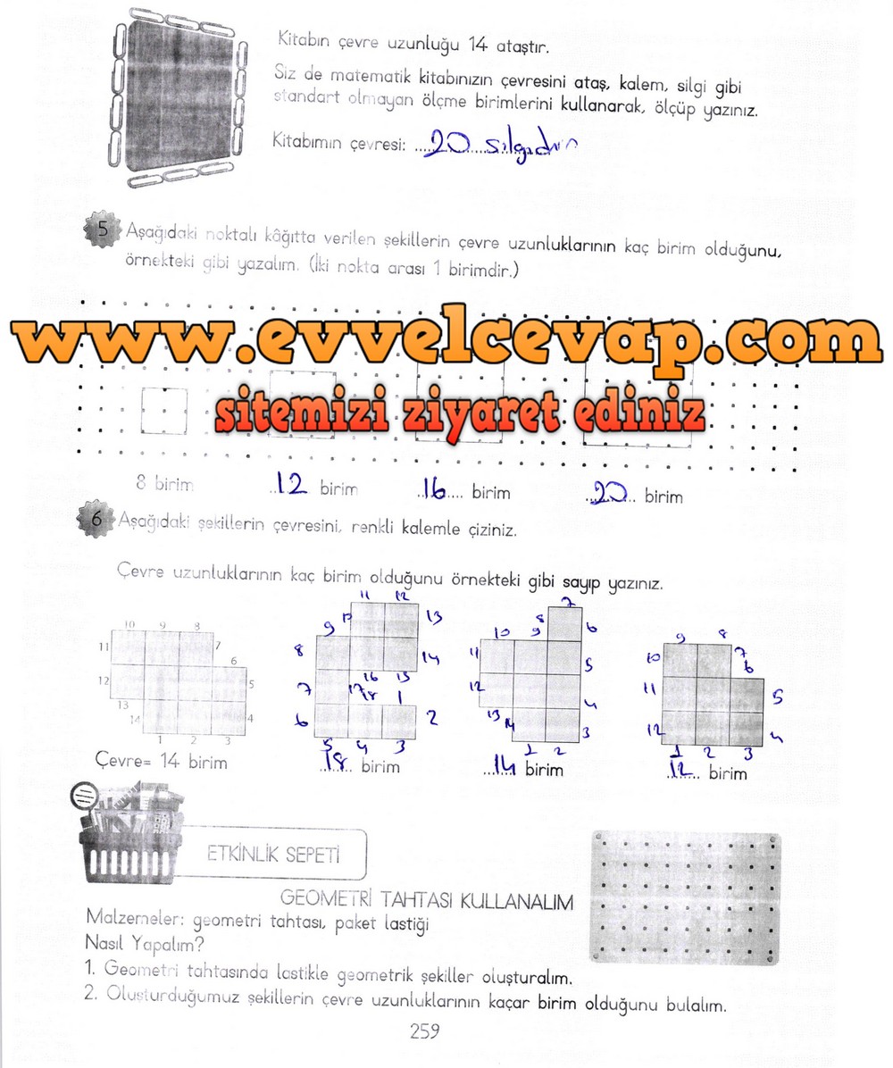 3. Sınıf Meb Yayınları Matematik Ders Kitabı Sayfa 259 Cevapları