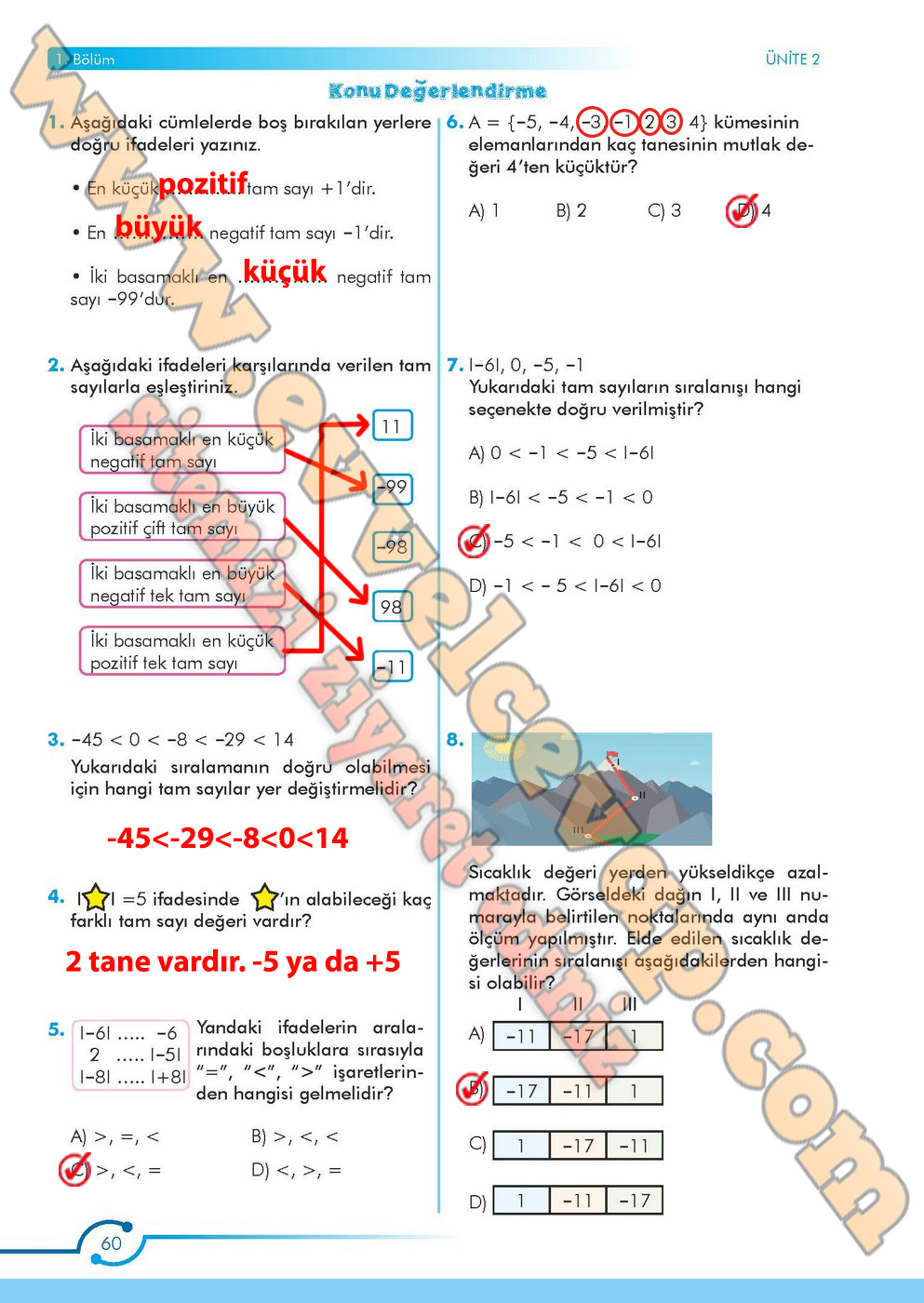 6. Sınıf Meb Yayınları Matematik Ders Kitabı Sayfa 60 Cevabı