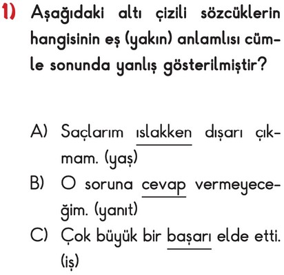 3 Sinif Turkce Es Anlamli Zit Anlamli Kelimeler Testi لم يسبق له