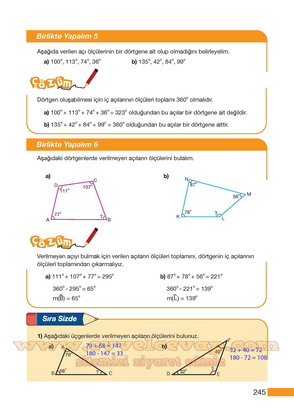 9 sınıf sonuç yayınları matematik üçgenler çözümü