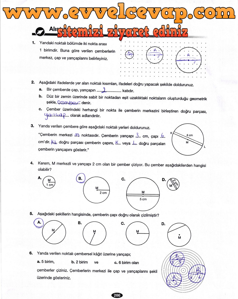 6. Sınıf Berkay Yayıncılık Matematik Ders Kitabı Sayfa 286 Cevabı