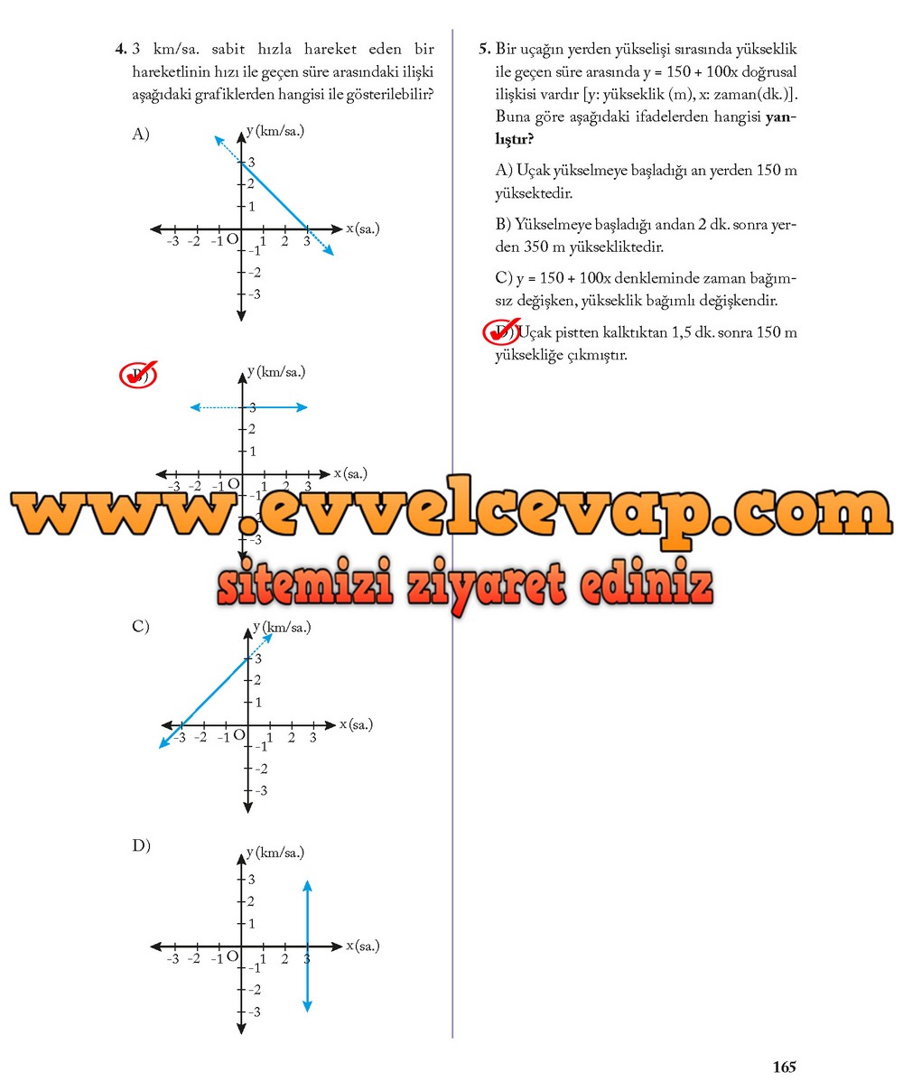 8. Sınıf Ekoyay Yayıncılık Matematik Ders Kitabı Sayfa 165 Cevabı