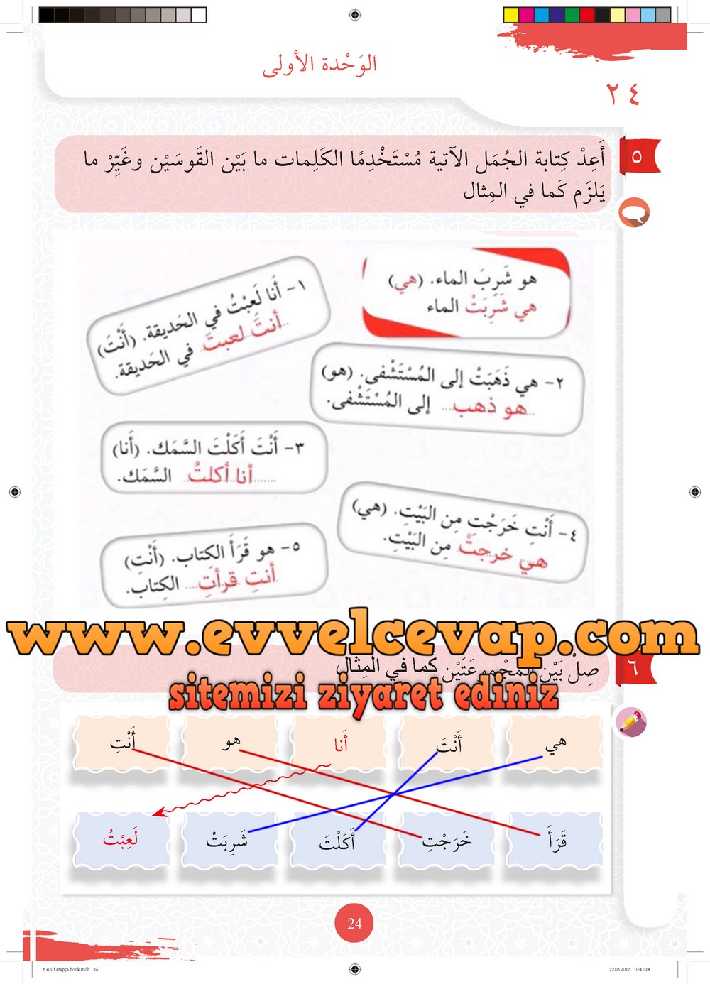 6. Sınıf Arapça Ders ve Çalışma Kitabı Sayfa 24 Cevapları Meb Yayınları