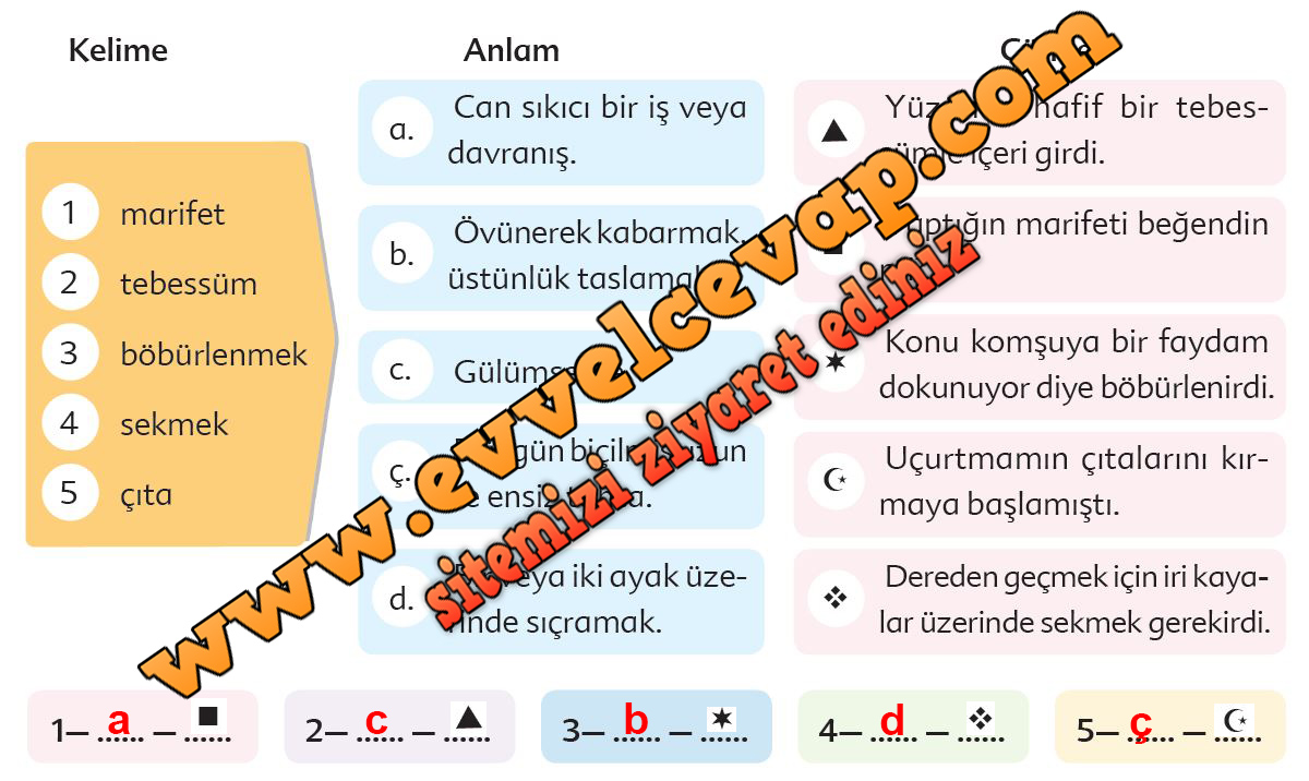 6. sınıf Ekoyay Yayınları Türkçe Ders Kitabı Cevapları Sayfa 108