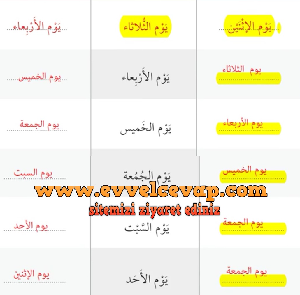 7. Sınıf Meb Yayınları Arapça Ders ve Çalışma Kitabı Sayfa 70 Cevabı