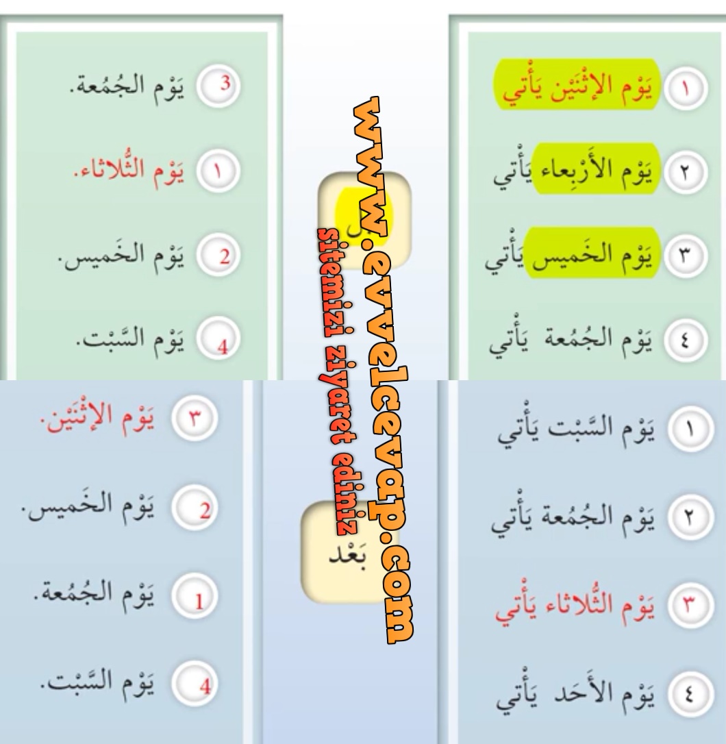 7. Sınıf Meb Yayınları Arapça Ders ve Çalışma Kitabı Sayfa 71 Cevabı