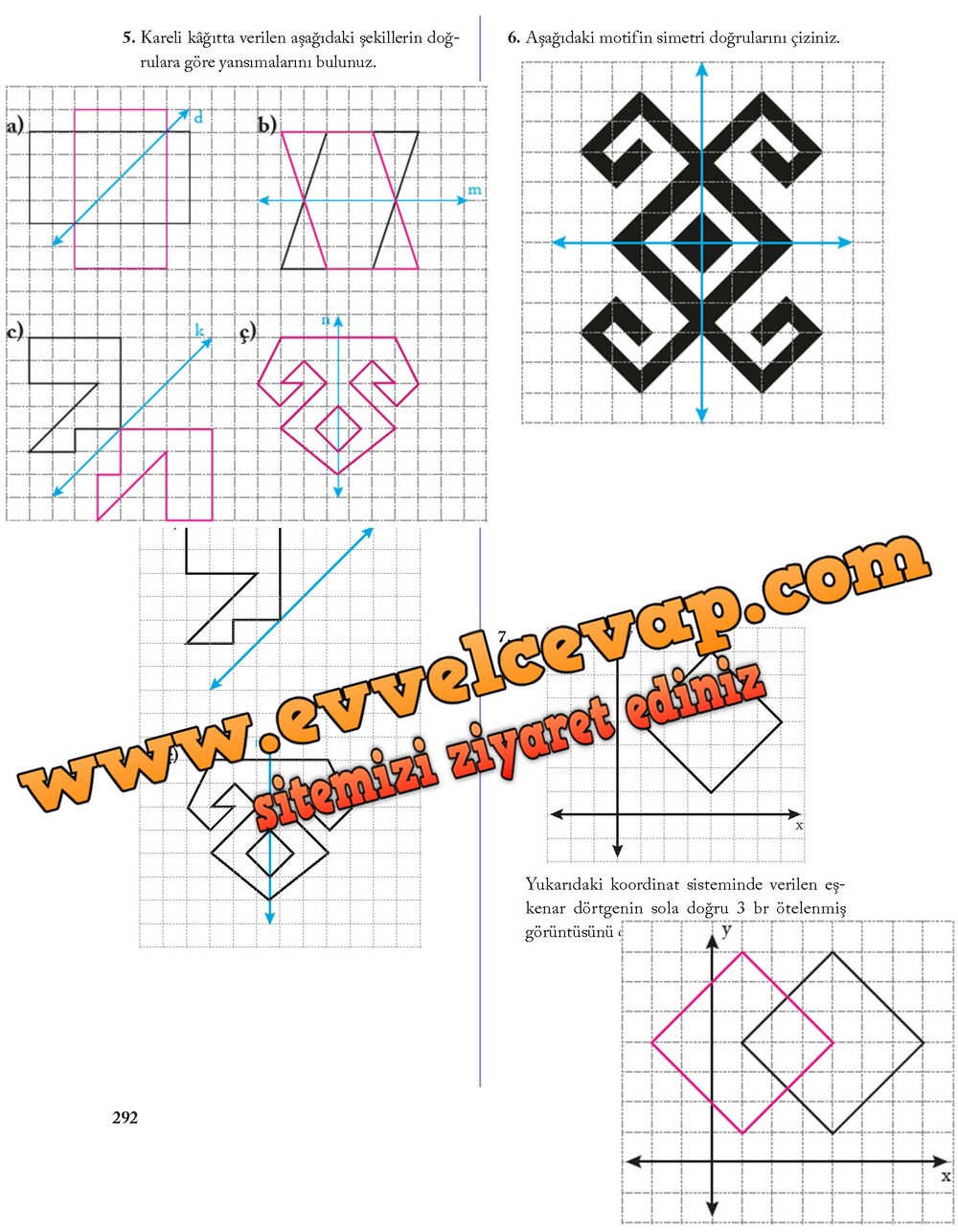 8. Sınıf Ekoyay Yayıncılık Matematik Ders Kitabı Sayfa 292 Cevabı