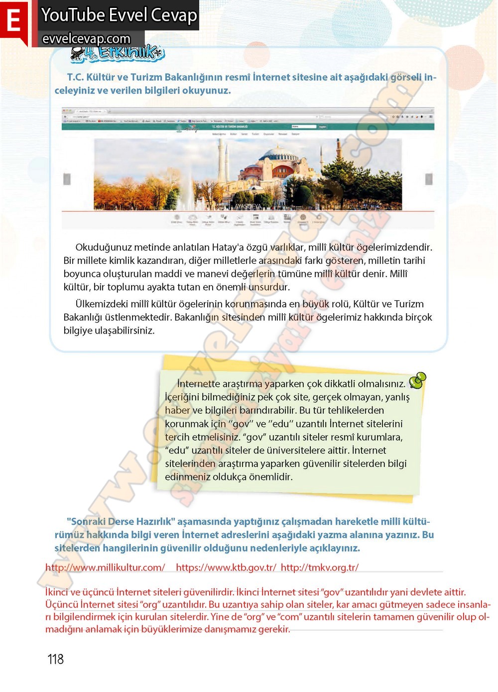 4. sınıf Koza Yayınları Türkçe Ders Kitabı Cevapları Sayfa 118