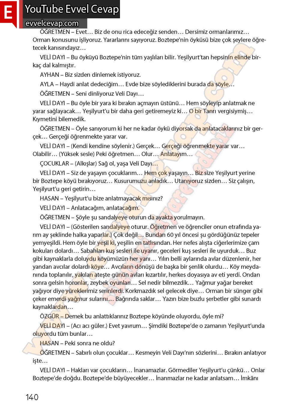4. sınıf Koza Yayınları Türkçe Ders Kitabı Cevapları Sayfa 140