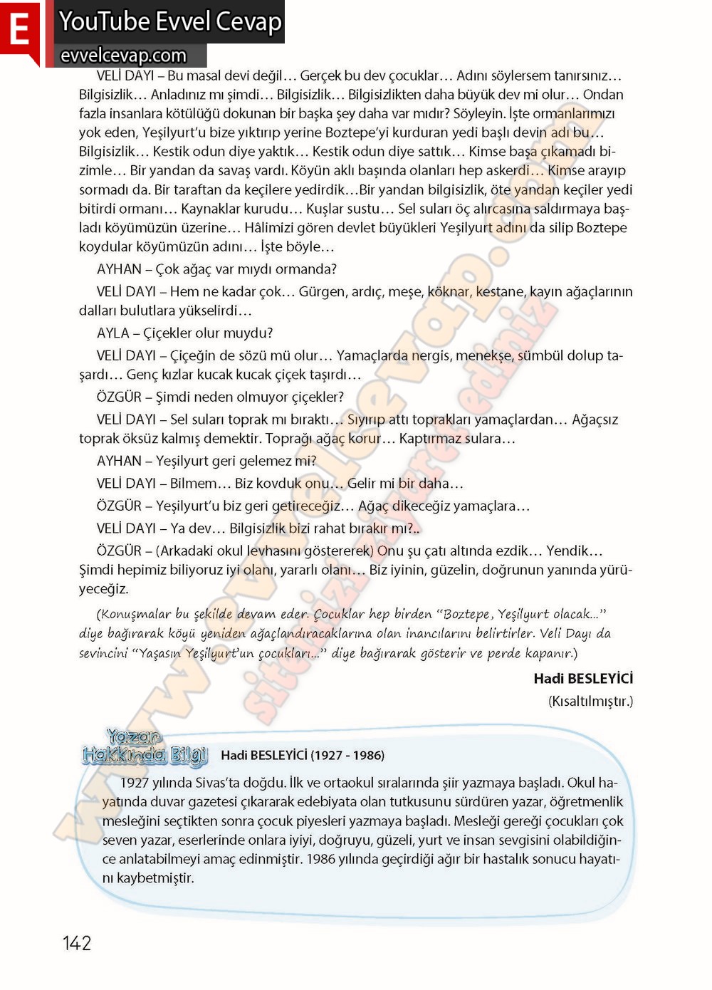 4. sınıf Koza Yayınları Türkçe Ders Kitabı Cevapları Sayfa 142