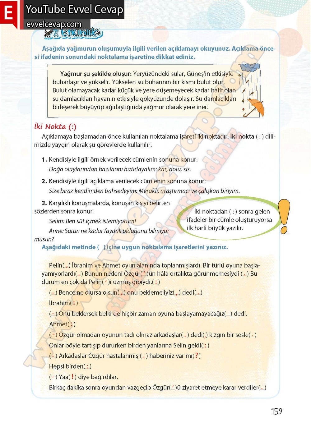 4. sınıf Koza Yayınları Türkçe Ders Kitabı Cevapları Sayfa 159