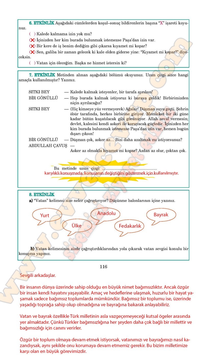 5. sınıf Anıttepe Yayıncılık Türkçe Ders Kitabı Cevapları Sayfa 116