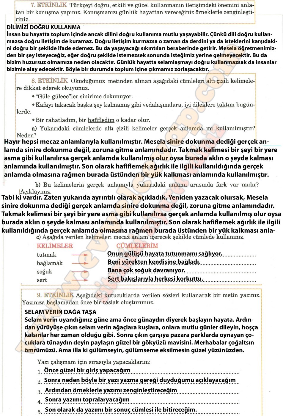 5. sınıf Anıttepe Yayıncılık Türkçe Ders Kitabı Cevapları Sayfa 21