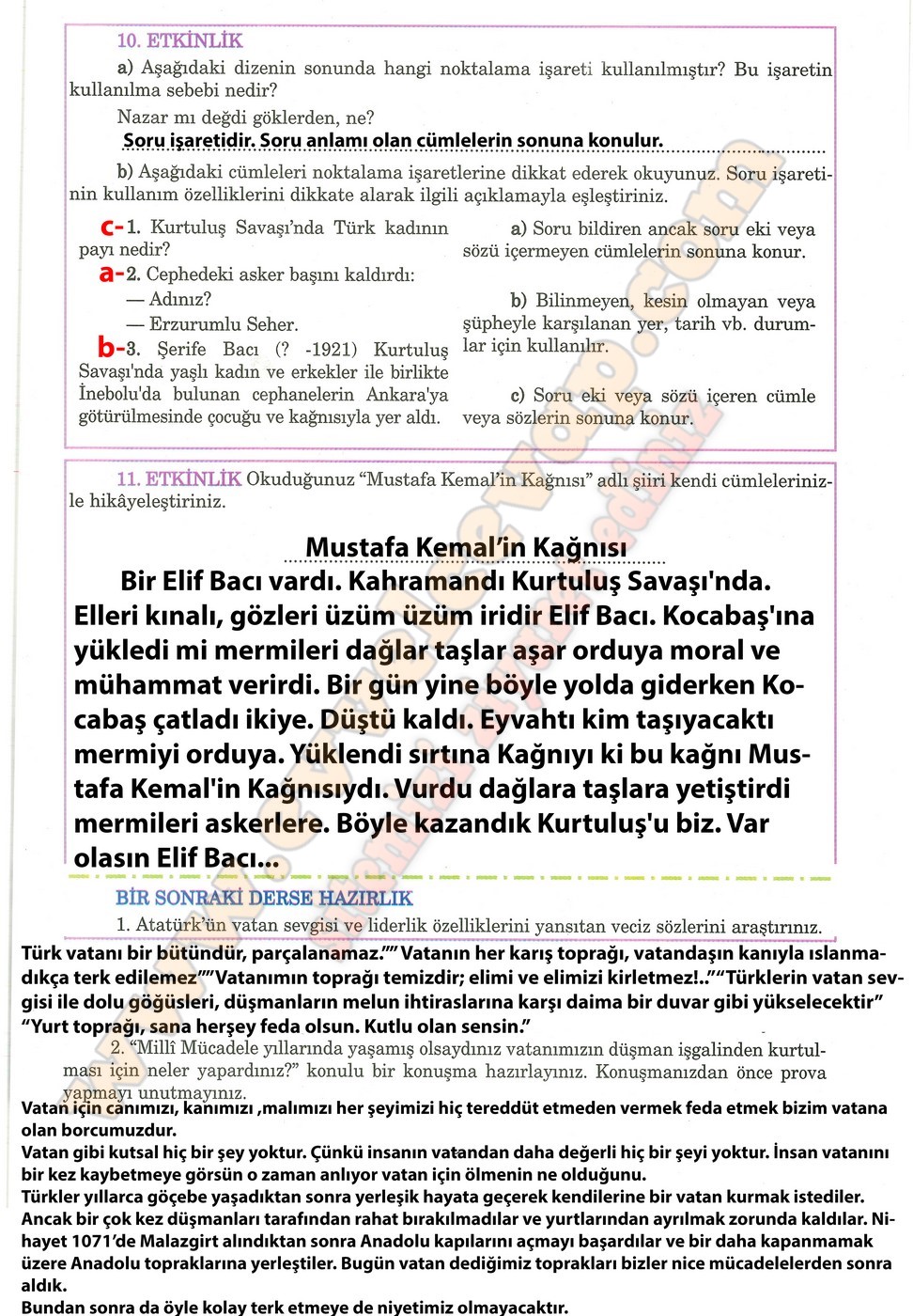 5. sınıf Anıttepe Yayıncılık Türkçe Ders Kitabı Cevapları Sayfa 45