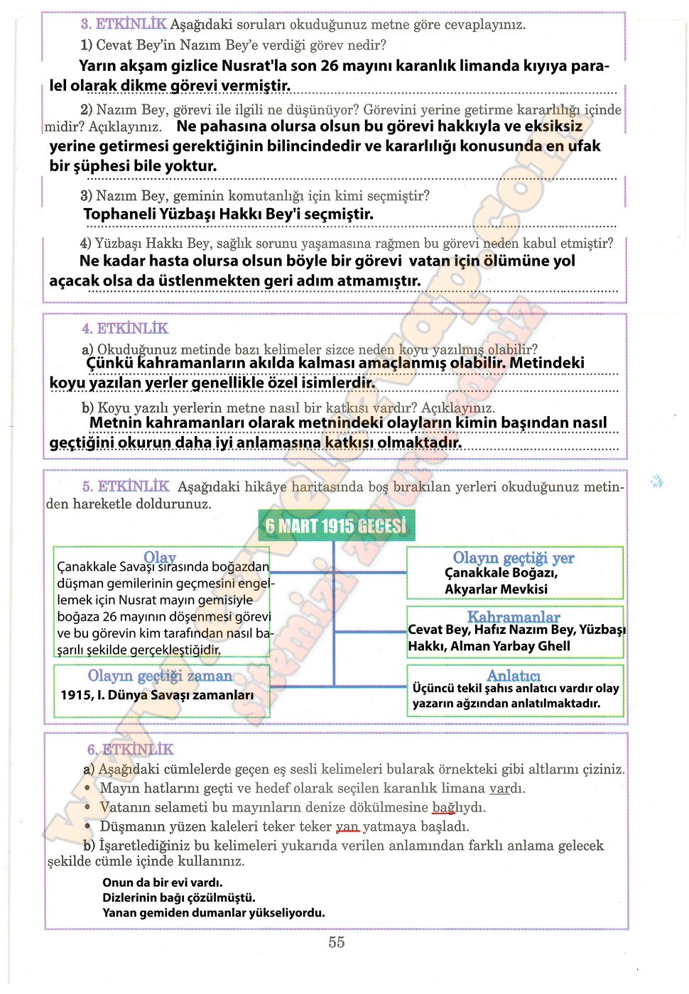 Sinif Turkce Ders Kitabi Anittepe Yayincilik Sayfa Cevaplari