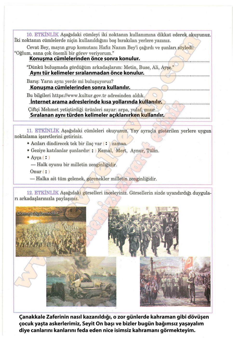 5. sınıf Anıttepe Yayıncılık Türkçe Ders Kitabı Cevapları Sayfa 57
