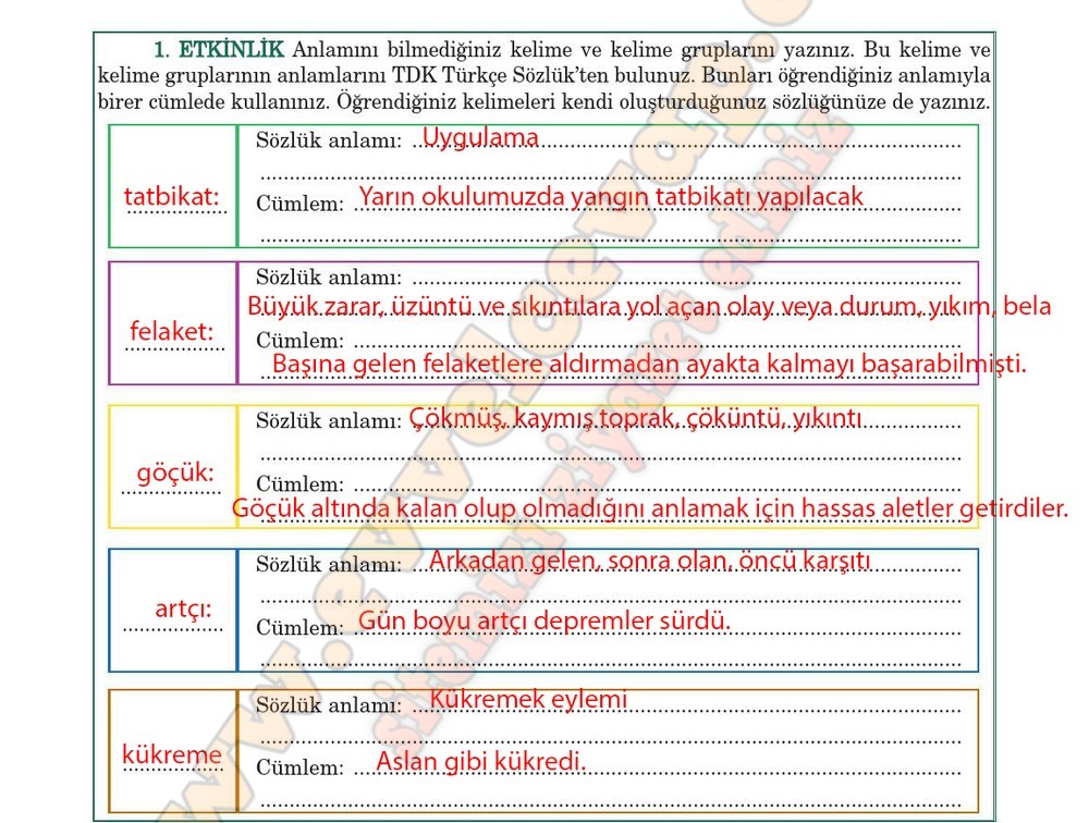 5. sınıf Anıttepe Yayıncılık Türkçe Ders Kitabı Cevapları Sayfa 88