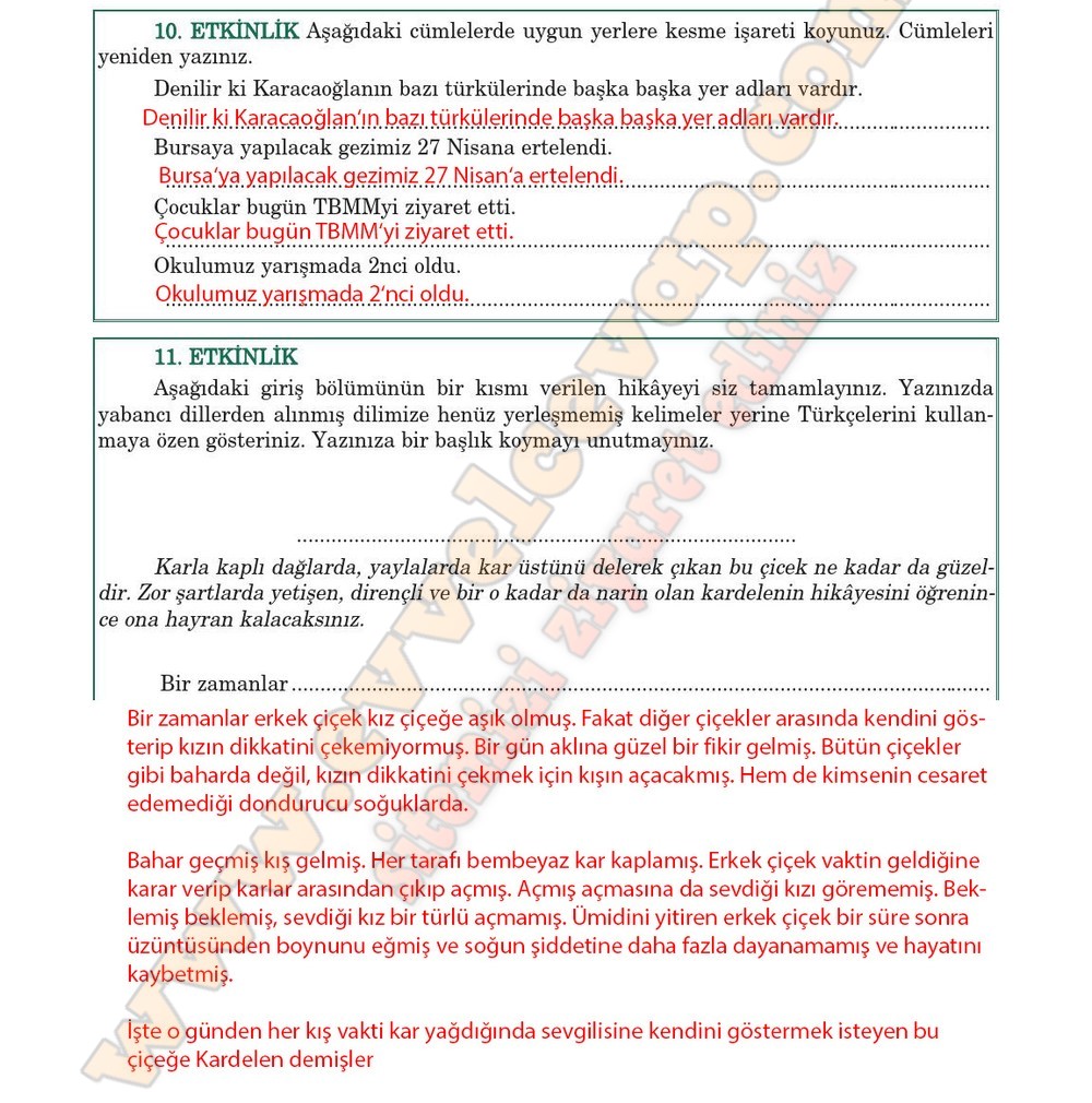 5. sınıf Anıttepe Yayıncılık Türkçe Ders Kitabı Cevapları Sayfa 92