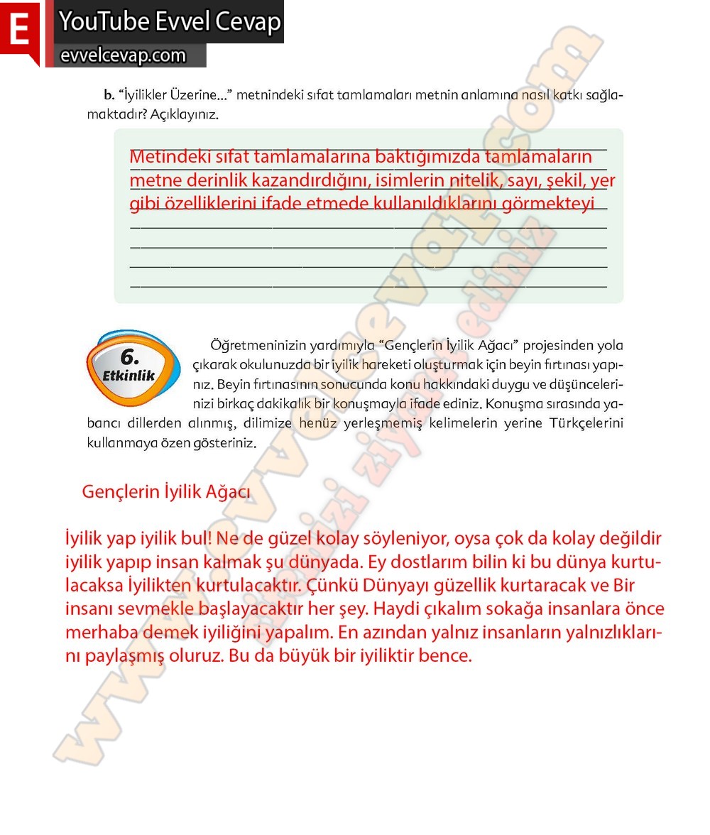 6. sınıf Ekoyay Yayınları Türkçe Ders Kitabı Cevapları Sayfa 130