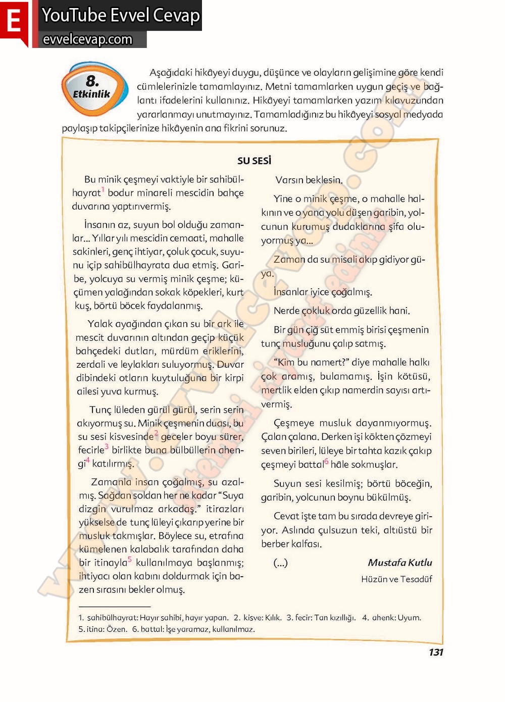 6. sınıf Ekoyay Yayınları Türkçe Ders Kitabı Cevapları Sayfa 131