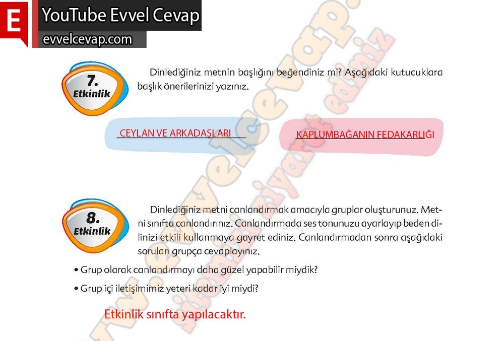 6. sınıf Ekoyay Yayınları Türkçe Ders Kitabı Cevapları Sayfa 136