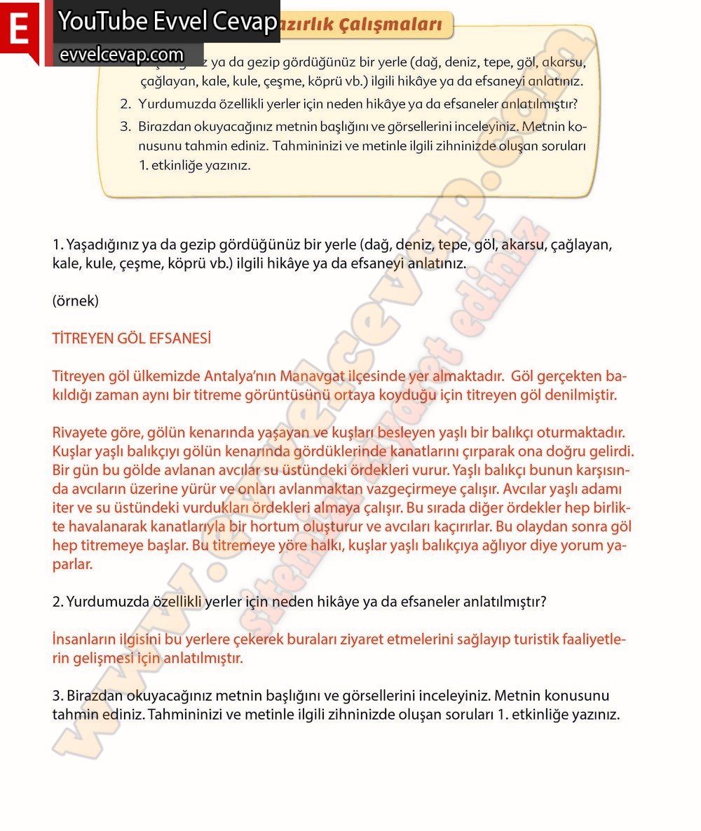6. sınıf Ekoyay Yayınları Türkçe Ders Kitabı Cevapları Sayfa 144