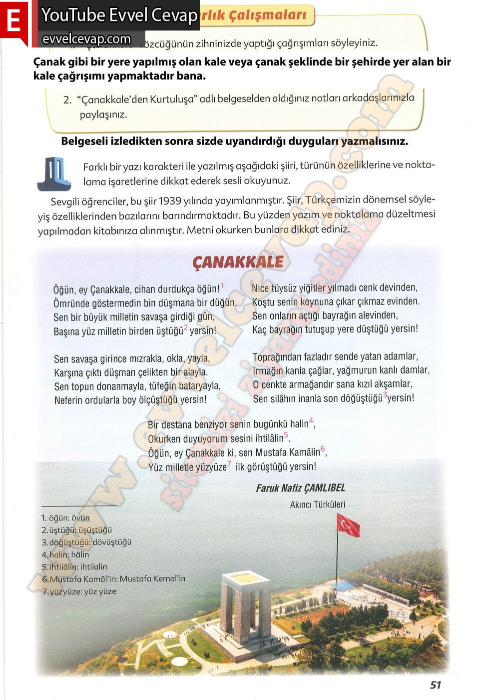 6. sınıf Ekoyay Yayınları Türkçe Ders Kitabı Cevapları Sayfa 51