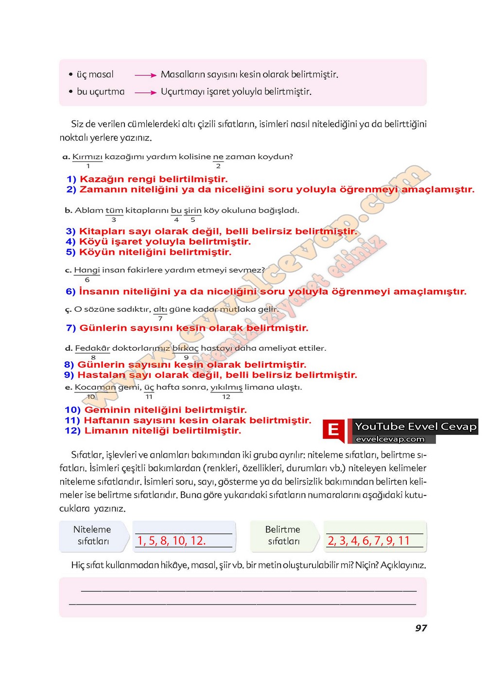 6. sınıf Ekoyay Yayınları Türkçe Ders Kitabı Cevapları Sayfa 97