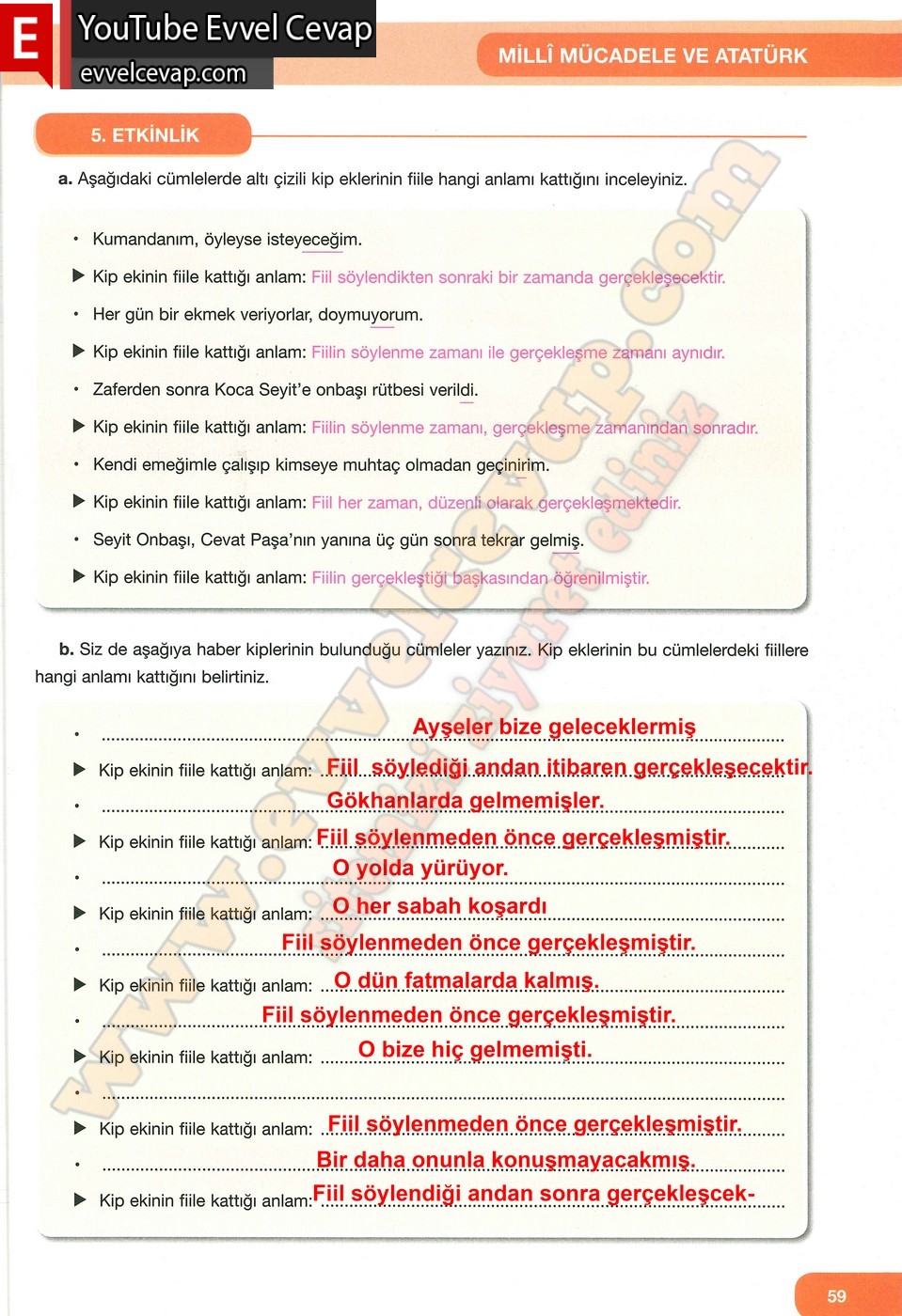 7. Sınıf Özgün Yayınları Türkçe Ders Kitabı Cevapları Sayfa 59
