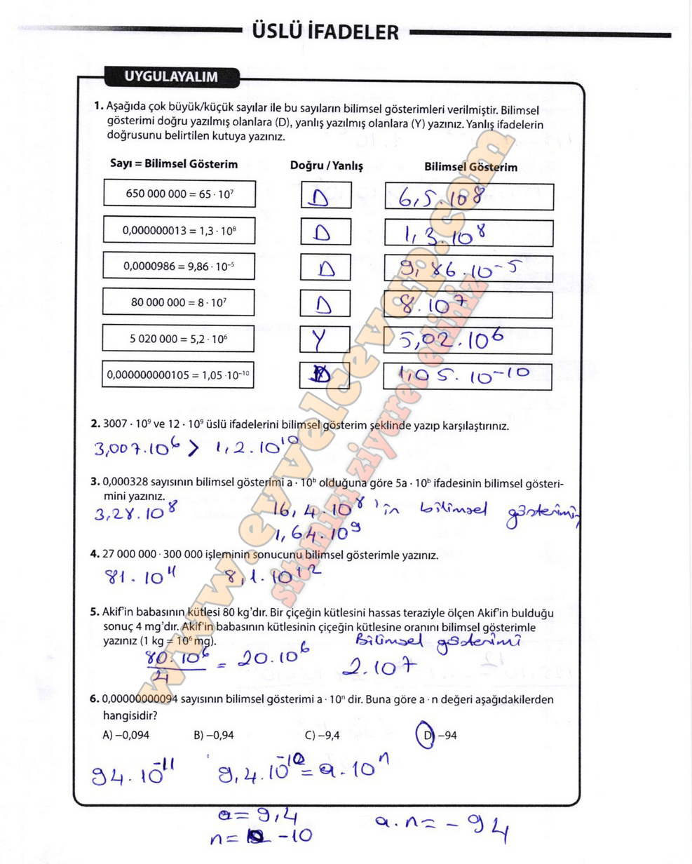 8. Sınıf Matematik Meb Yayınları Ders Kitabı Sayfa 52 Cevapları