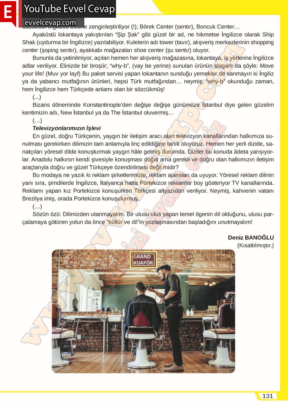 8. sınıf Meb Yayınları Türkçe Ders Kitabı Cevapları Sayfa 131