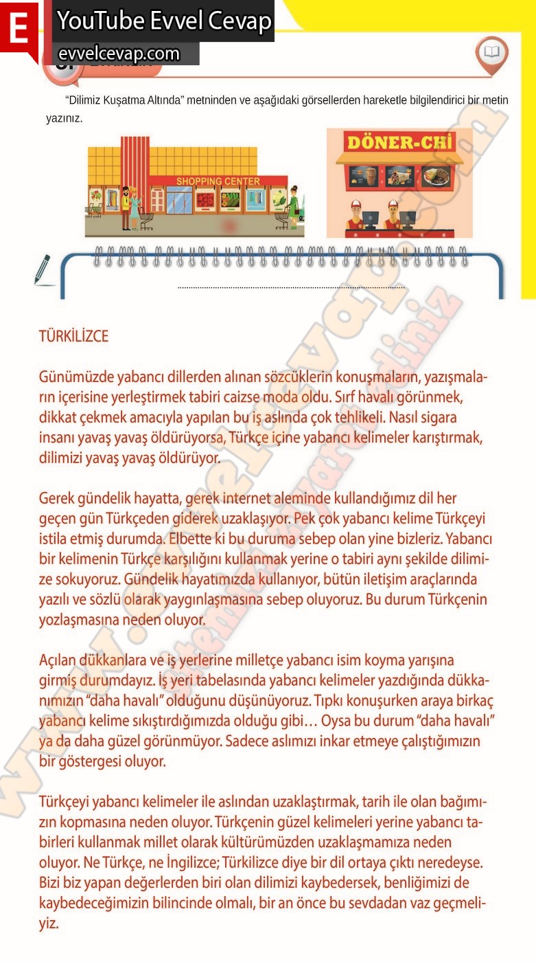 8. sınıf Meb Yayınları Türkçe Ders Kitabı Cevapları Sayfa 137
