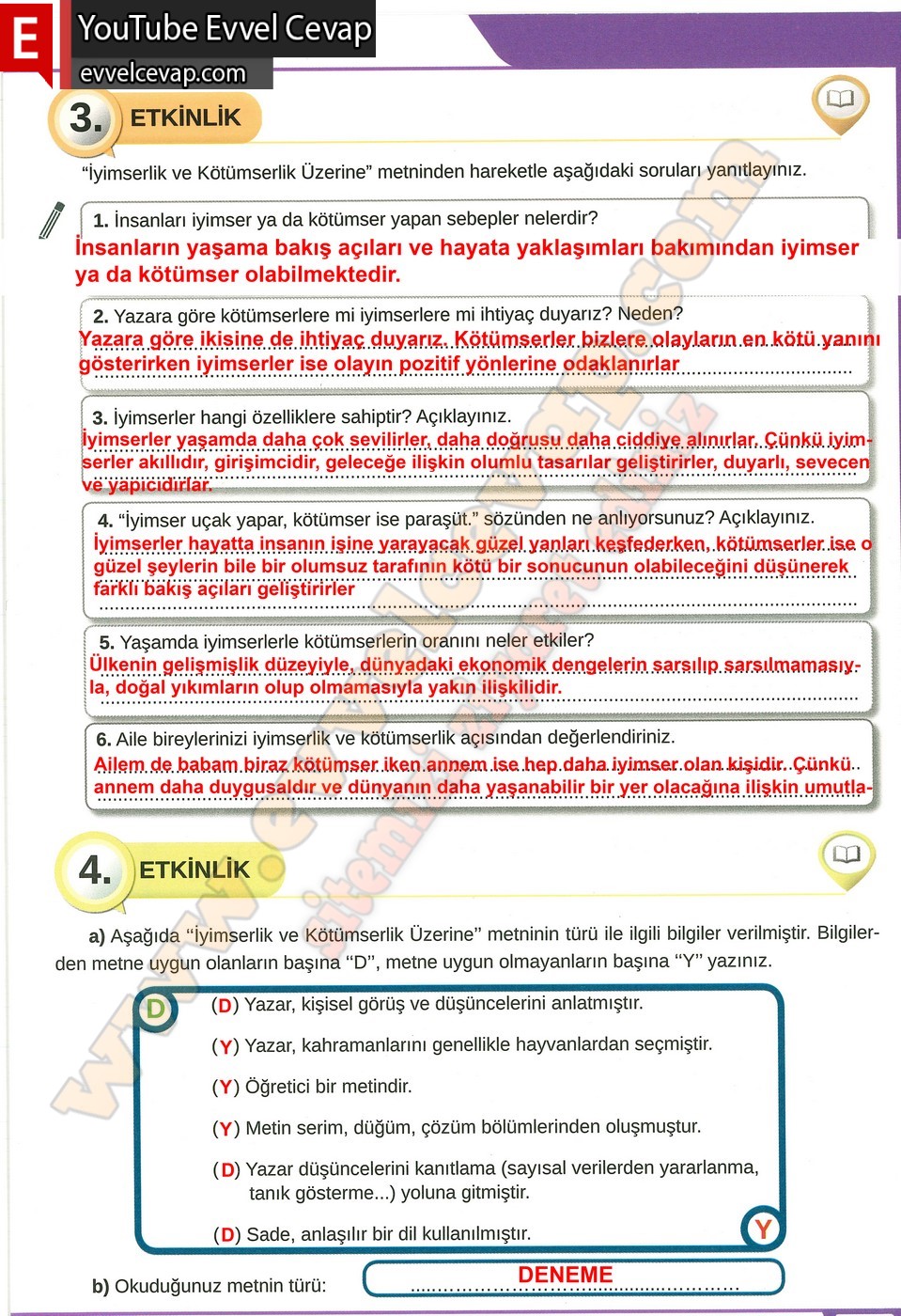 8. sınıf Meb Yayınları Türkçe Ders Kitabı Cevapları Sayfa 15
