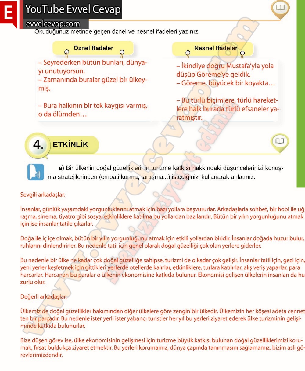 8. sınıf Meb Yayınları Türkçe Ders Kitabı Cevapları Sayfa 165